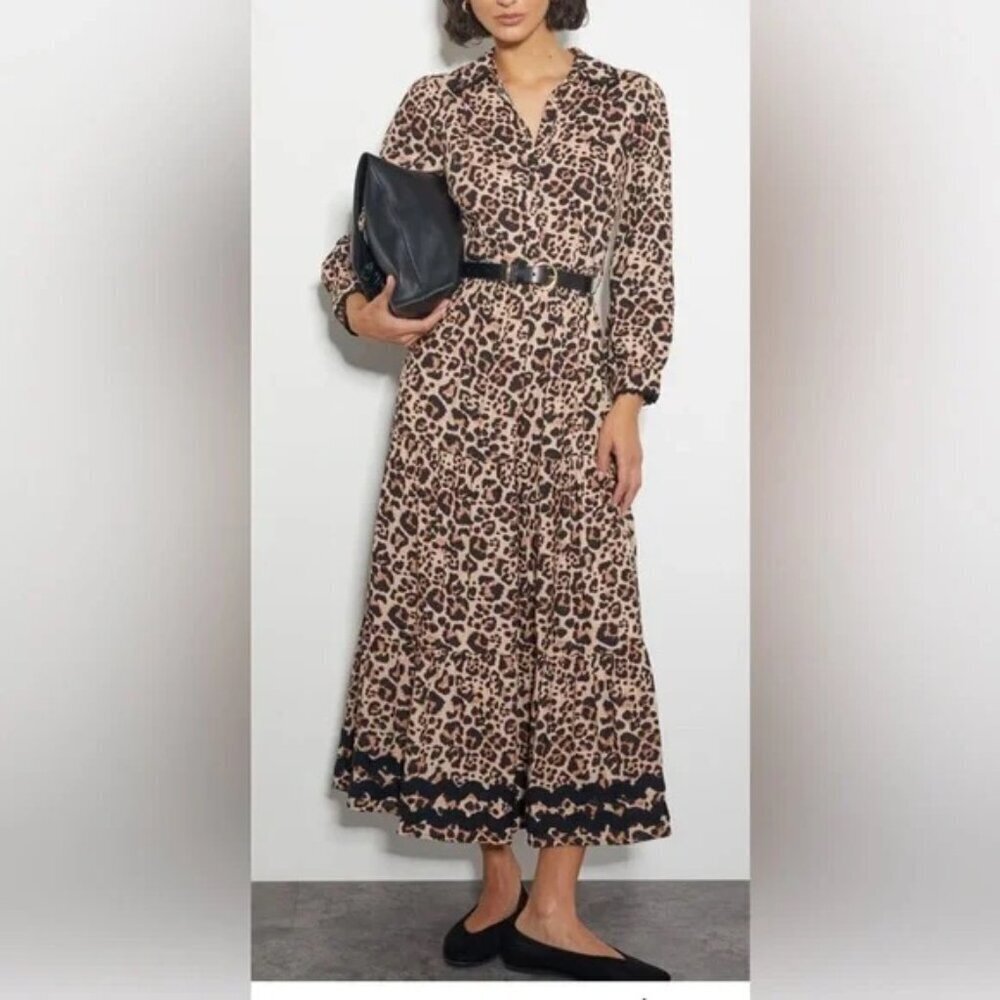 Monsoon Lola leopard print maxi dress brown